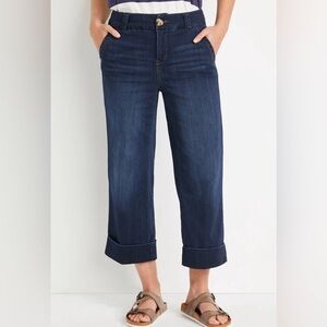 One 5 one Women’s Cropped wide Leg Jeans size 16/33 cuffed at ankles 43